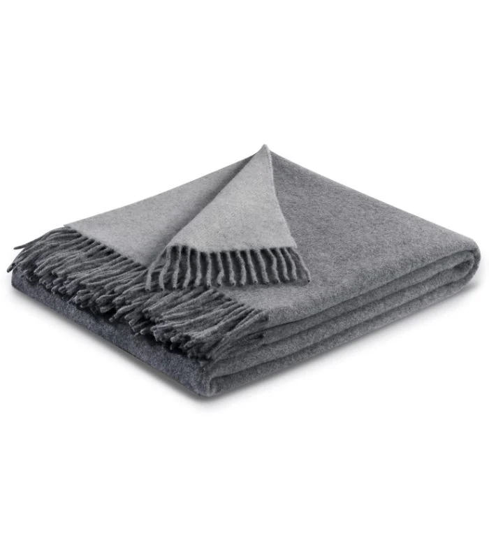 Plaid Cachemire et Laine Reversible Gris 150 X 200 cm - Collection VENICE