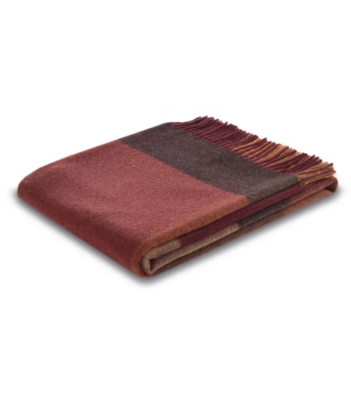 Plaid Cachemire et Laine Carreaux Rouge 130 X 170 cm - Collection VENICE