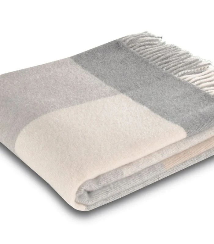 Plaid Cachemire et Laine Carreaux Naturel 130 X 170 cm - Collection VENICE