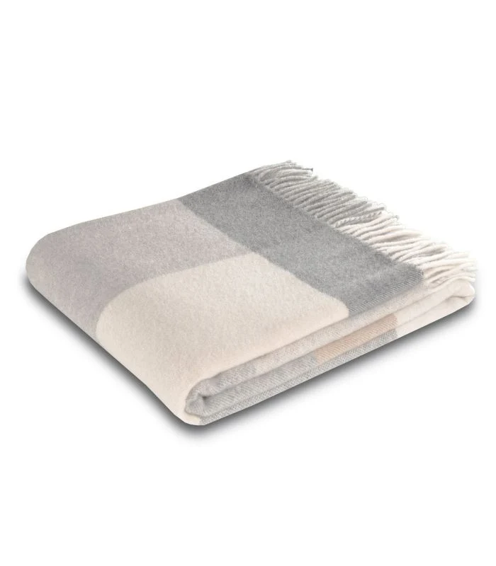Plaid Cachemire et Laine Carreaux Naturel 130 X 170 cm - Collection VENICE
