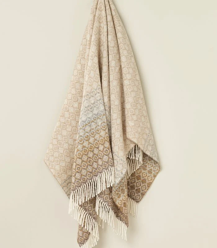 Plaid Pure Laine Anglaise Ombre Diamond Naturel 140X185 cm