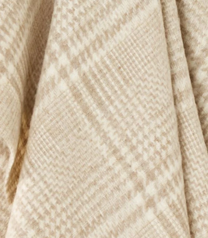 Plaid Pure Laine Anglaise Glen Check Beige et Ecru 140X185 cm