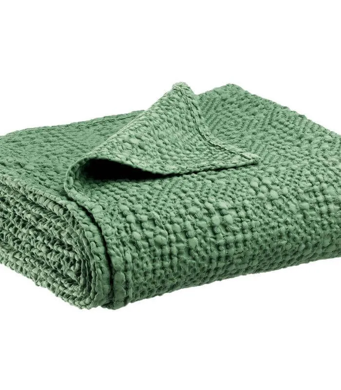 Jeté de canapé/ Couvre-lit 100% coton TANA Vert Amande 180X260cm