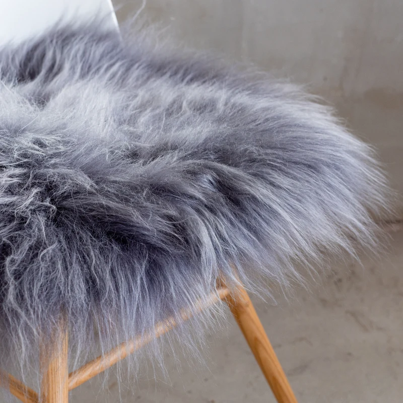 Coussin de chaise peau de mouton islandaise gris
