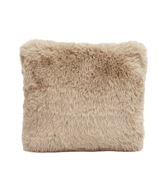 Coussin Fausse Fourrure Beige Chamonix 45 x 45 cm