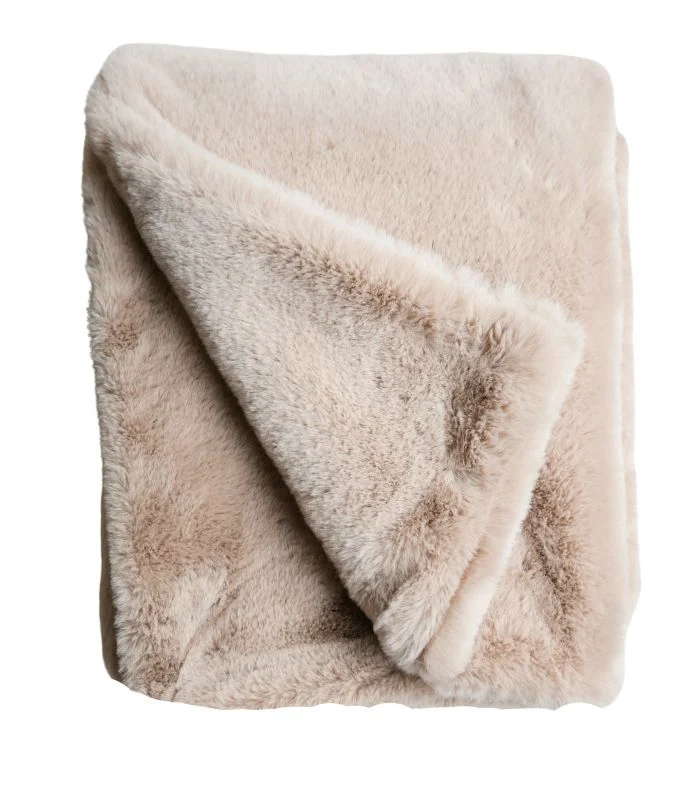 Plaid Fausse Fourrure Beige Chamonix 150 x 200 cm