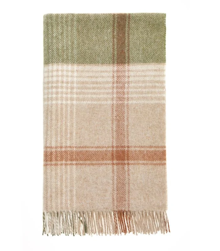 Plaid Laine Ecossais Beige et Vert 140 X 185 cm
