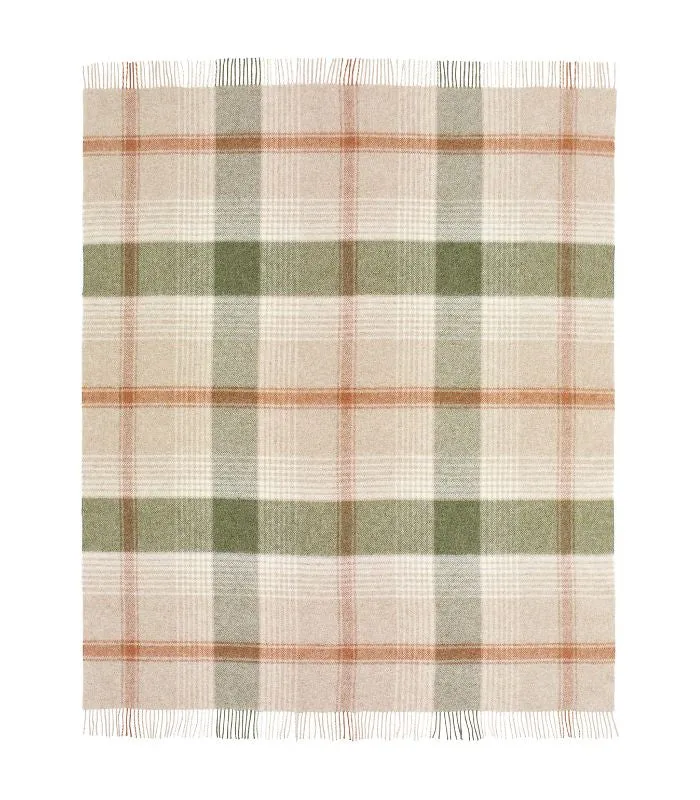 Plaid Laine Ecossais Beige et Vert 140 X 185 cm