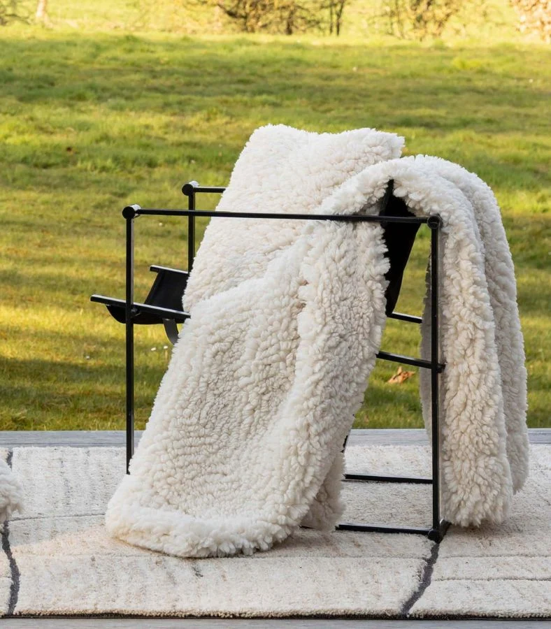 Plaid Fausse Fourrure Neige Imitation Mouton Moelleux - 140x180 cm