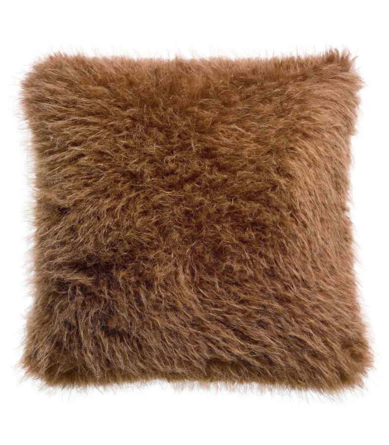 Coussin Fausse Fourrure Acajou Imitation Mouton - Choix de Tailles