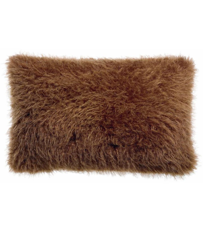 Coussin Fausse Fourrure Acajou Imitation Mouton - Choix de Tailles