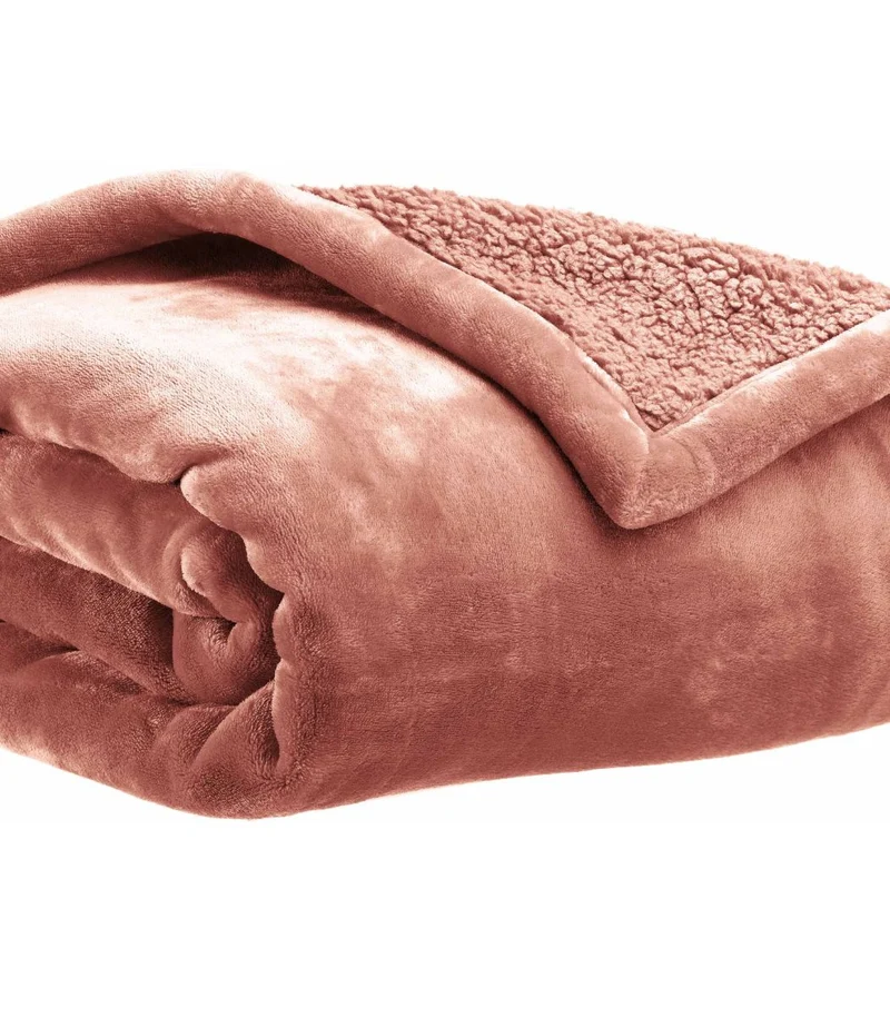 Plaid Cocooning Effet Mouton Terracotta - Choix de tailles