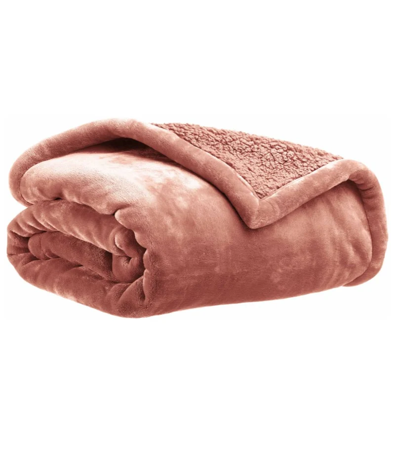Plaid Cocooning Effet Mouton Terracotta - Choix de tailles