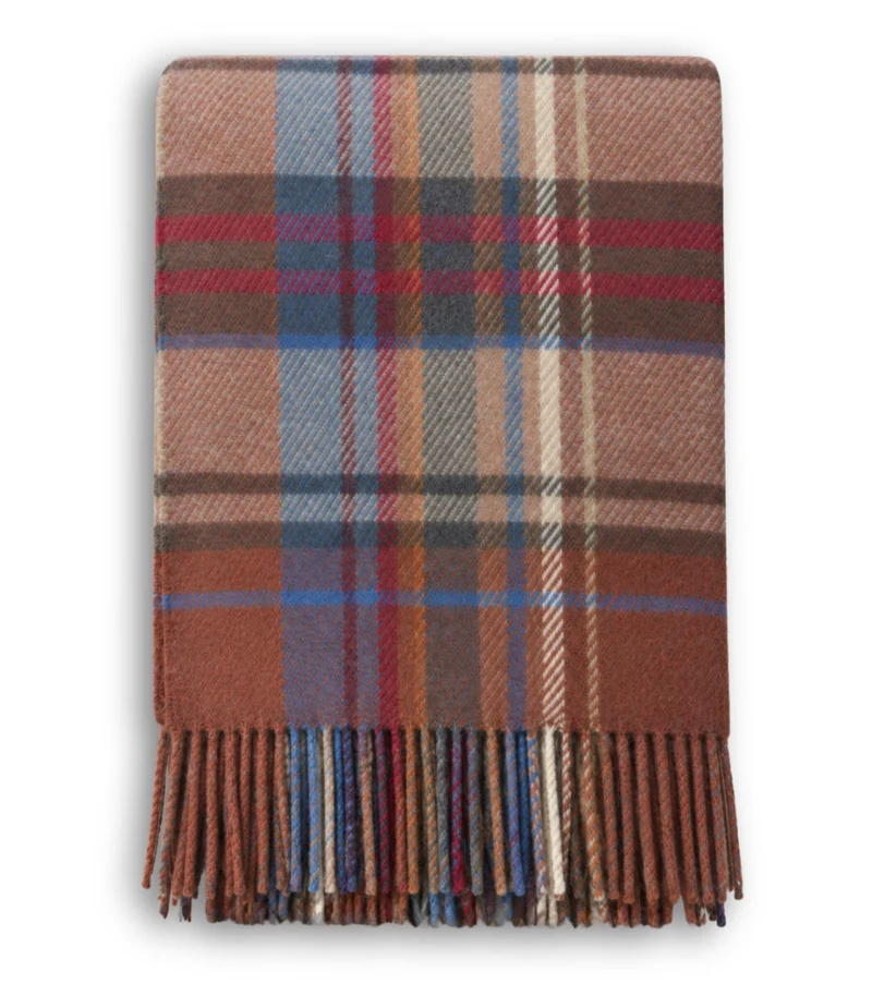 Plaid Pure Laine Ecossais Country Orange 136 X 180 cm