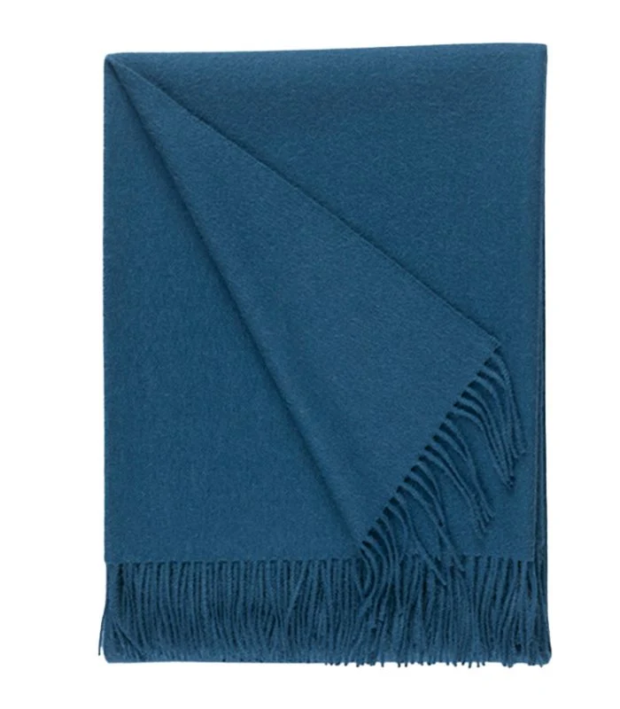 Plaid Laine Alpaga Luxe Paola Bleu Pétrole 130 X 180 cm