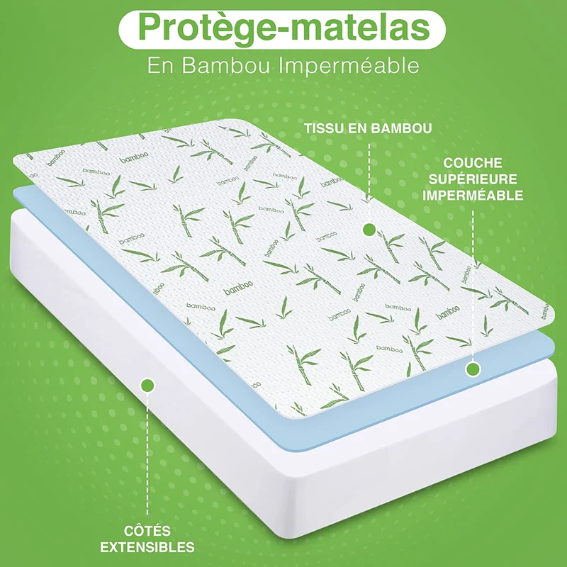 Colis de 3 Protège Matelas Bambou Ultra Comfort & Imperméable - À partir de 13,00€ H.T /pc