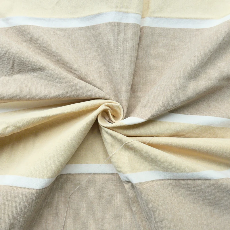 Tissu polyester - Bandes beiges, marron taupe et blanches - 80 cm * 135 cm