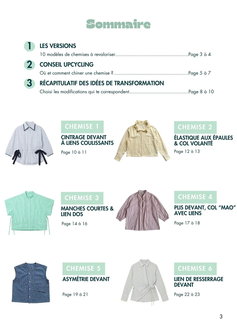 Guide upcycling PDF - 10 revalorisations de chemise sans patron