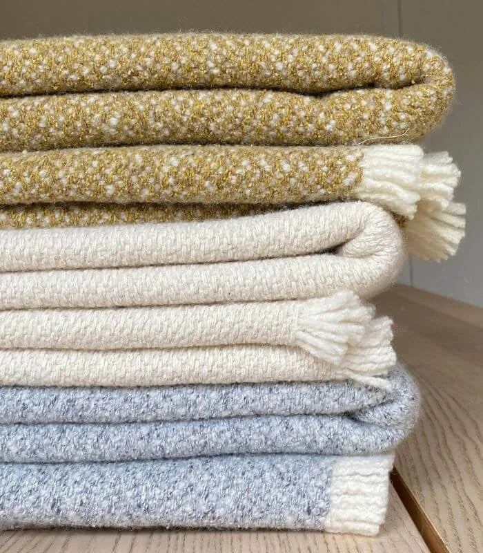 Plaid Laine et Soie Hera Ecru 140 X 180 cm