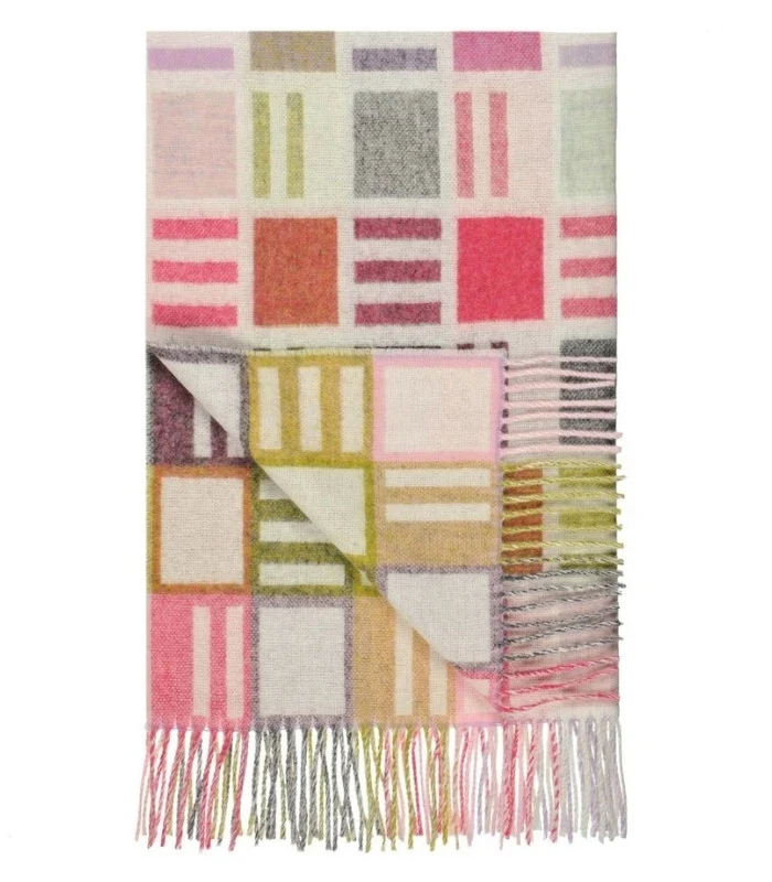 Plaid Laine Bainbridge Rose et Vert 140 X 185 cm