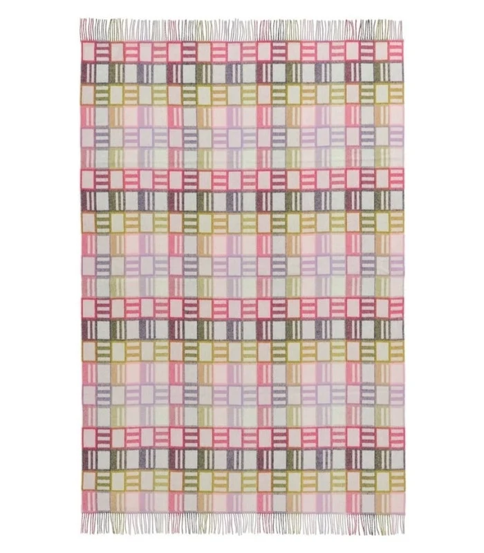 Plaid Laine Bainbridge Rose et Vert 140 X 185 cm
