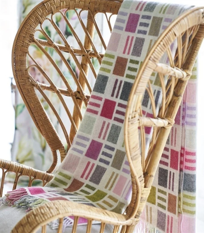 Plaid Laine Bainbridge Rose et Vert 140 X 185 cm