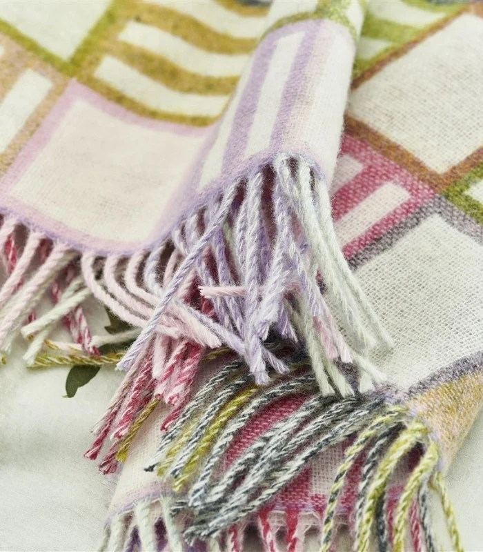 Plaid Laine Bainbridge Rose et Vert 140 X 185 cm