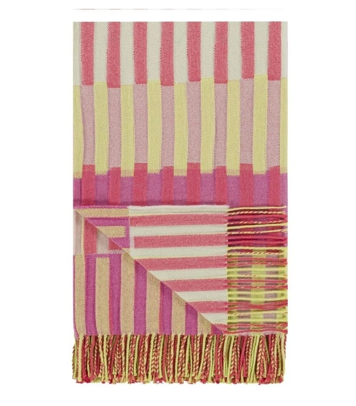 Plaid Laine Murazzi Rose et Vert 130 X 190 cm