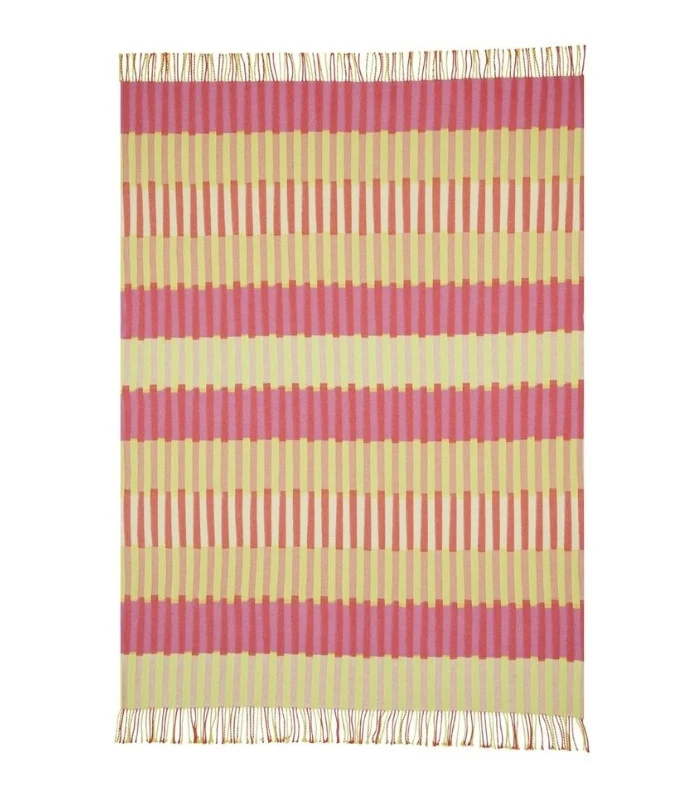 Plaid Laine Murazzi Rose et Vert 130 X 190 cm