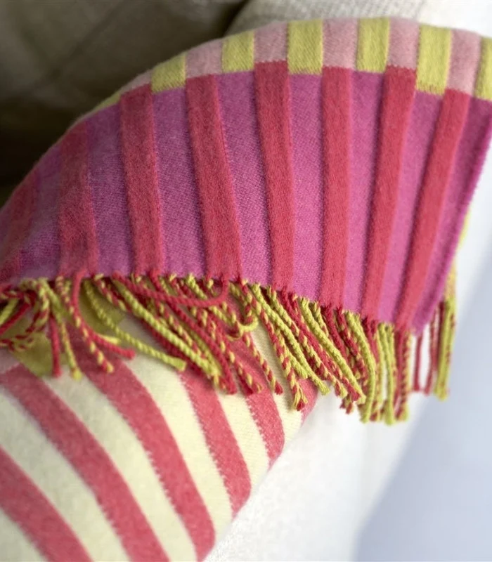 Plaid Laine Murazzi Rose et Vert 130 X 190 cm