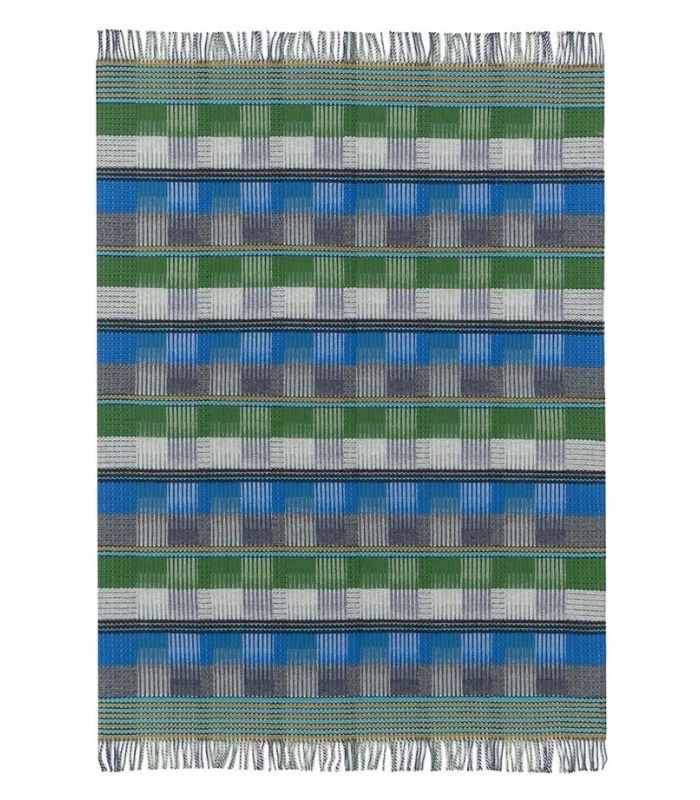 Plaid Laine Tasara Bleu et Vert 130 X 190 cm