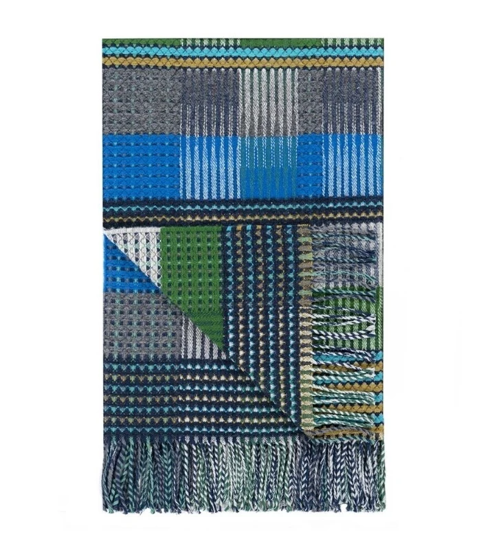 Plaid Laine Tasara Bleu et Vert 130 X 190 cm