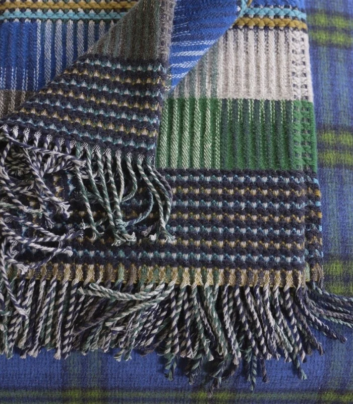 Plaid Laine Tasara Bleu et Vert 130 X 190 cm