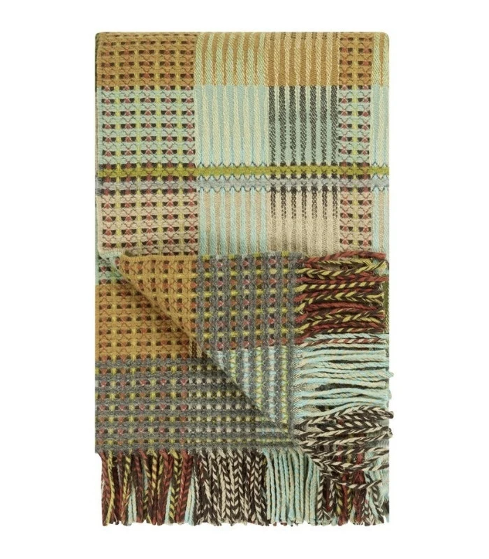 Plaid Laine Tasara Ocre et Vert 130 X 190 cm
