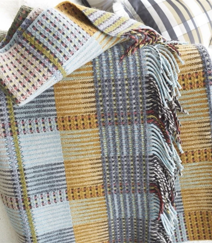 Plaid Laine Tasara Ocre et Vert 130 X 190 cm