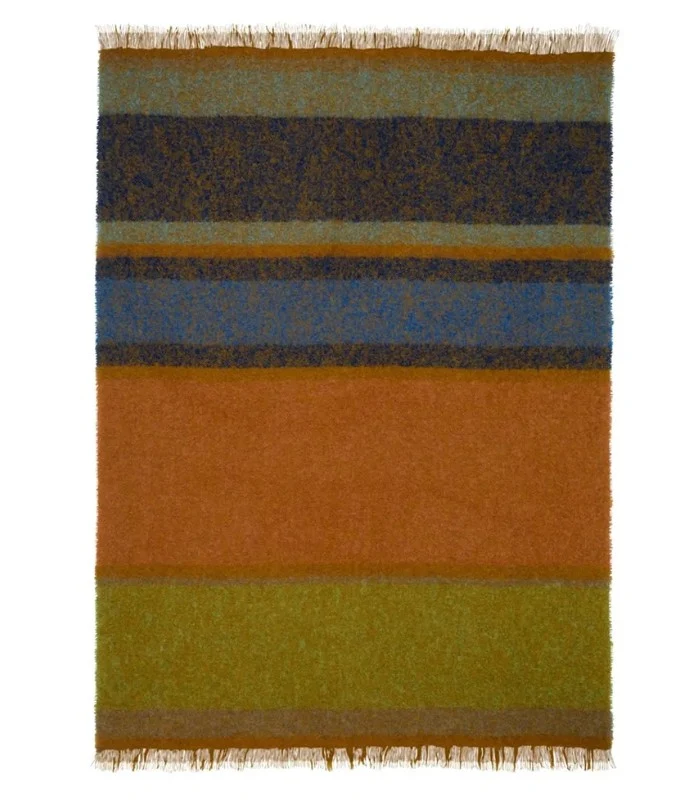 Plaid Mohair Mikome Bleu et Orange 130 X 190 cm