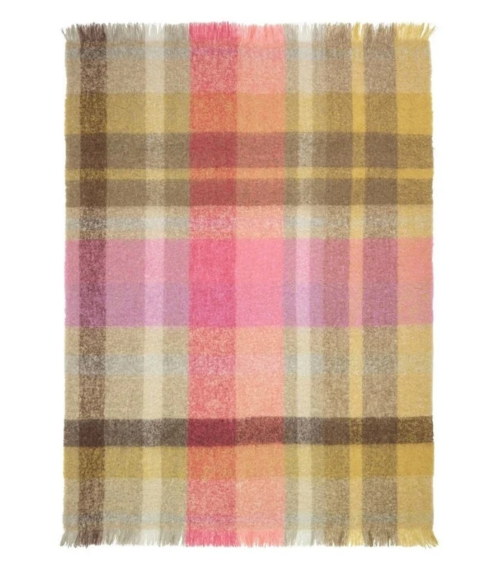 Plaid Mohair Fontaine Beige et Rose 130 X 190 cm