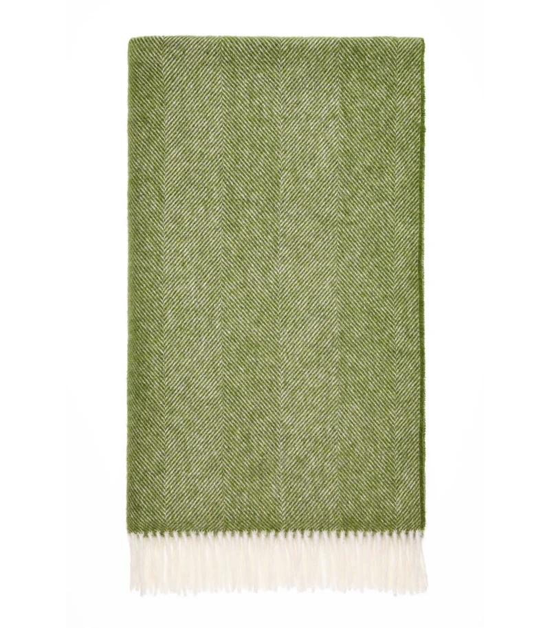 Plaid Laine Chevrons Vert 140 X 185 cm