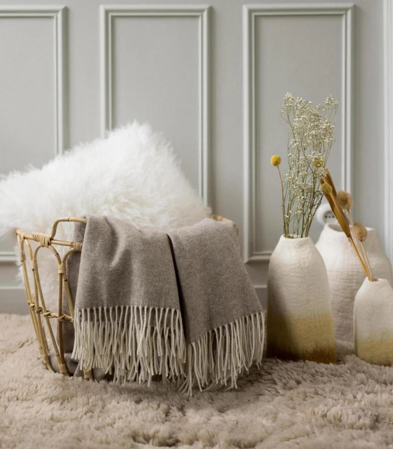 Coussin Fausse Fourrure Neige Imitation Mouton - Choix de Tailles