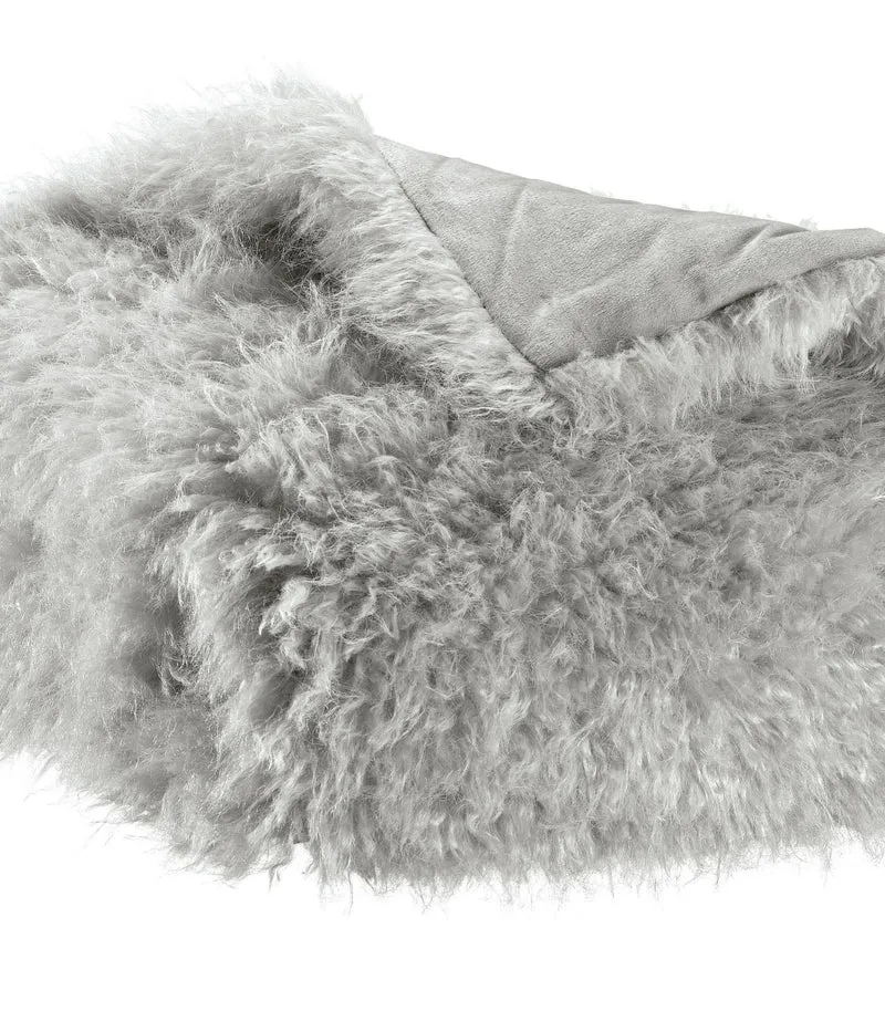 Plaid Fausse Fourrure Gris Imitation Mouton - 130x160 cm