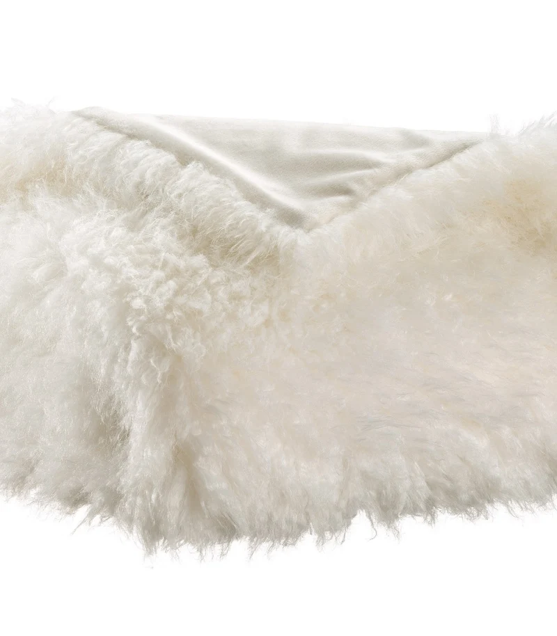 Plaid Fausse Fourrure Neige Imitation Mouton - 130x160 cm
