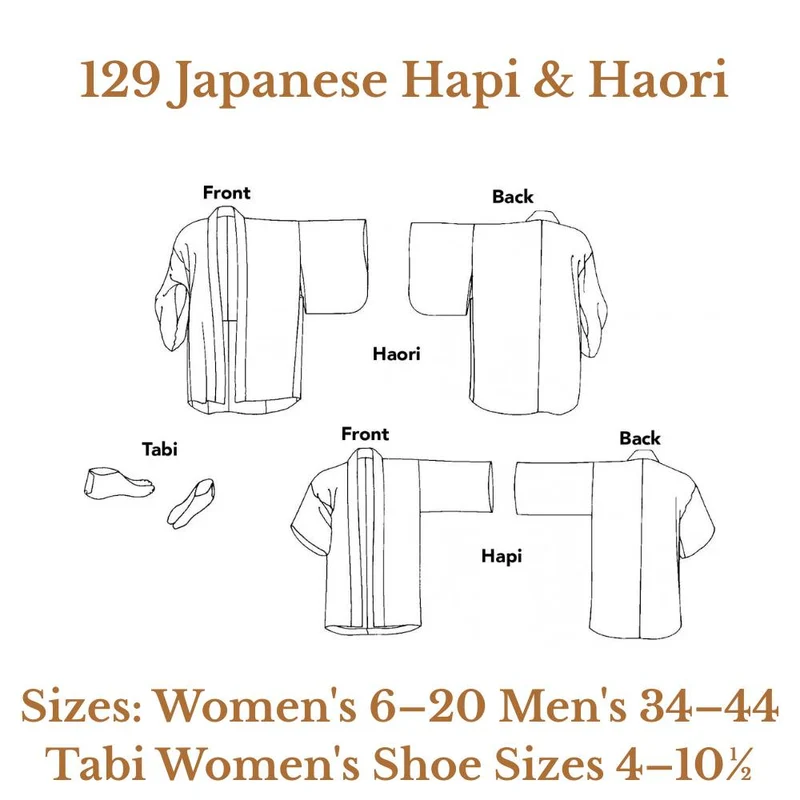 Patron de couture PDF | 129 Hapi et Haori japonais | Vêtements traditionnels | Unisexe