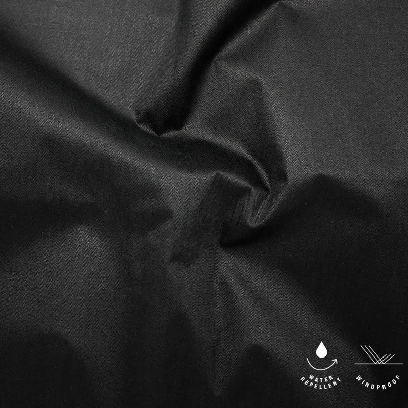 Tissu chevron déperlant en chanvre et coton biologique | Noir