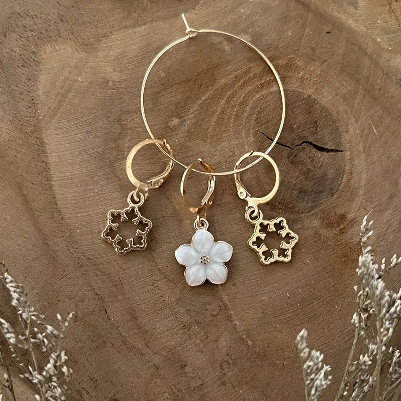 Anneaux marqueurs de maille - Fleur Blanche