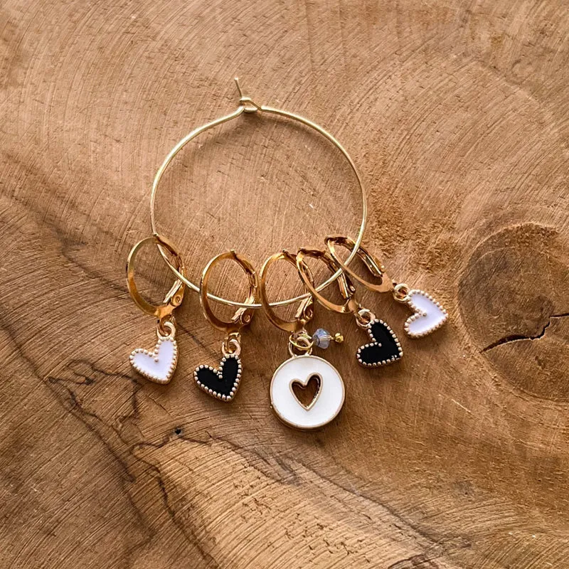 Anneaux marqueurs de maille - Lovely Hearts - Blanc