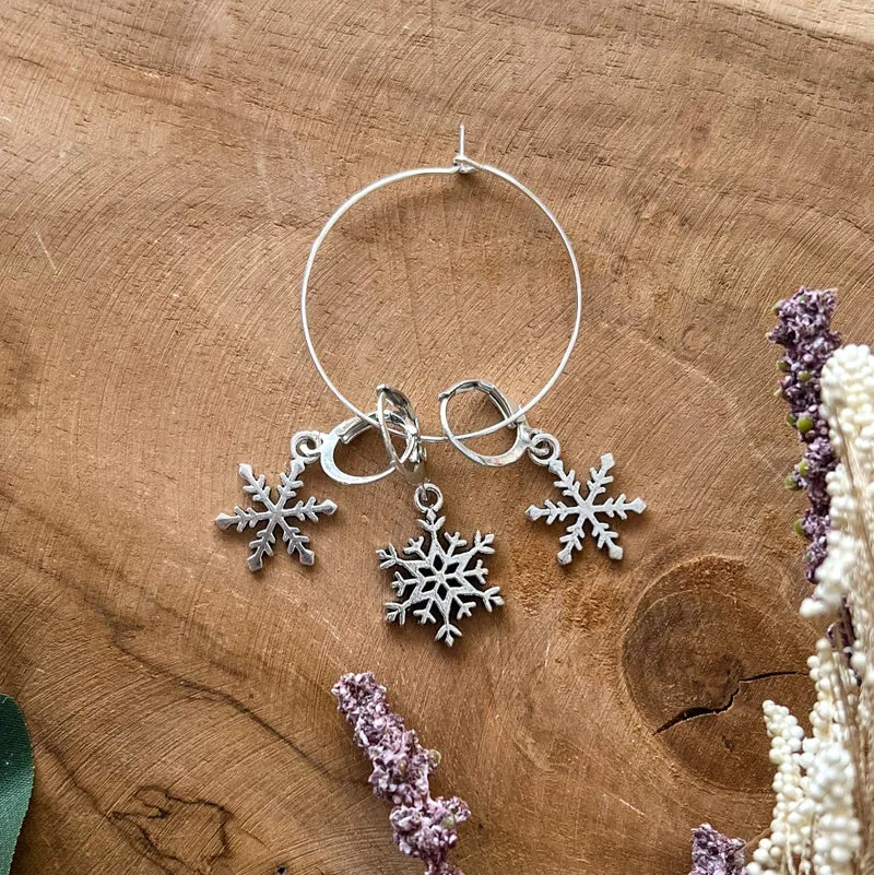 Anneaux marqueurs de maille - Flocons d'argent