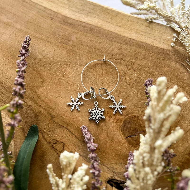 Anneaux marqueurs de maille - Flocons d'argent