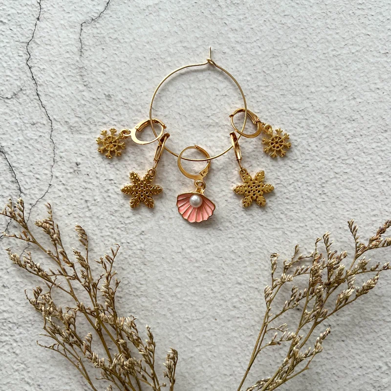 Anneaux marqueurs de maille - Océan enneigé - Rose
