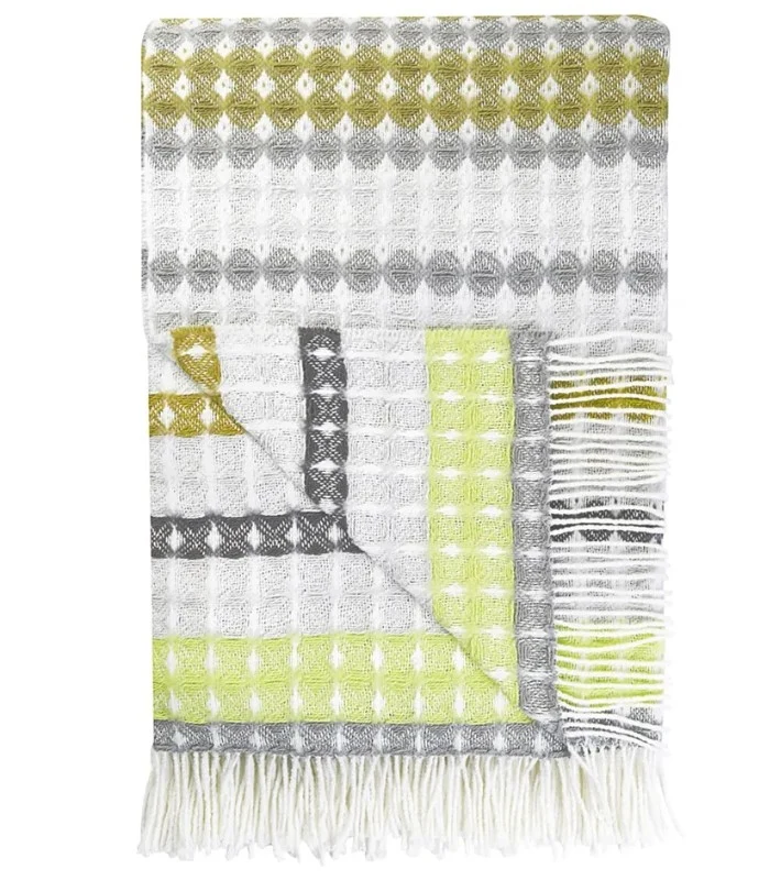 Plaid Laine Santerno Gris et Vert 130 X 190 cm