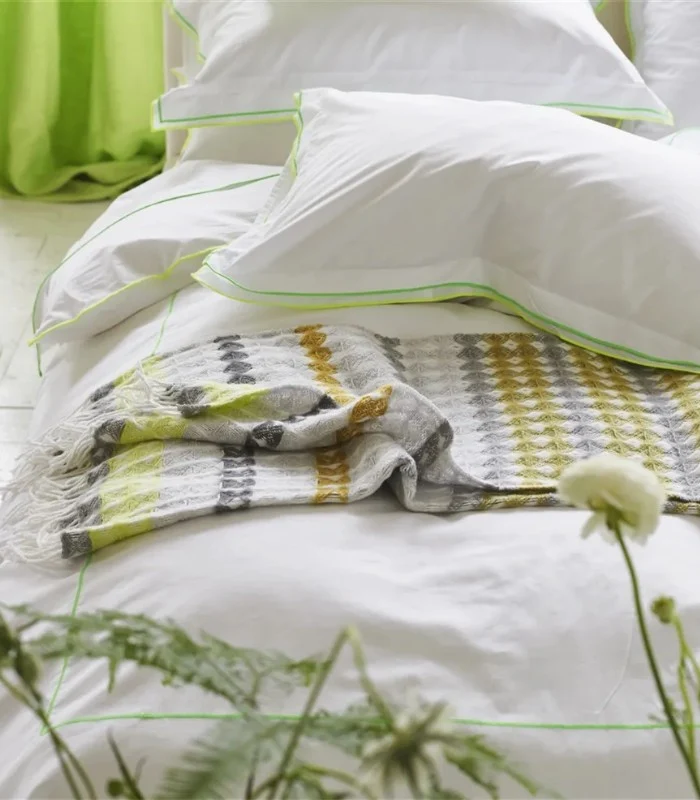 Plaid Laine Santerno Gris et Vert 130 X 190 cm